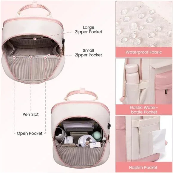 Laptop Backpack for Women 15.6 Inch, Pink - Picture 4 of 7